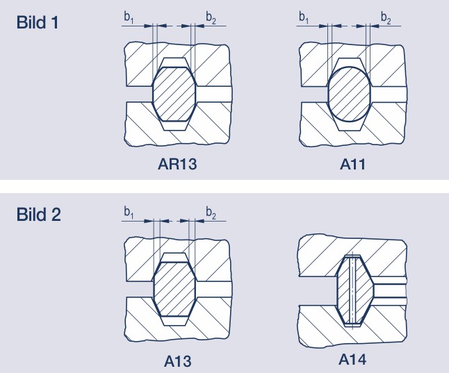 metall-Dichtungen: Hier Ring-Joint-Dichtungen mit Schmiegungsradius und zwei Ring-Joint-Dichtungen mit ebenen Dichtflächen